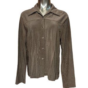 Express Tricot Women's Brown Corduroy Long Sleeve Button-Down Top XL